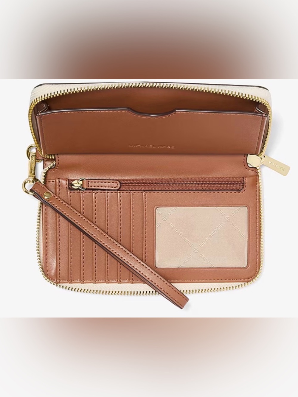 Michael Kors NWT Vanilla Combo, Jet Set Large Flat Multi-Function Wristlet - Picture 3 of 6